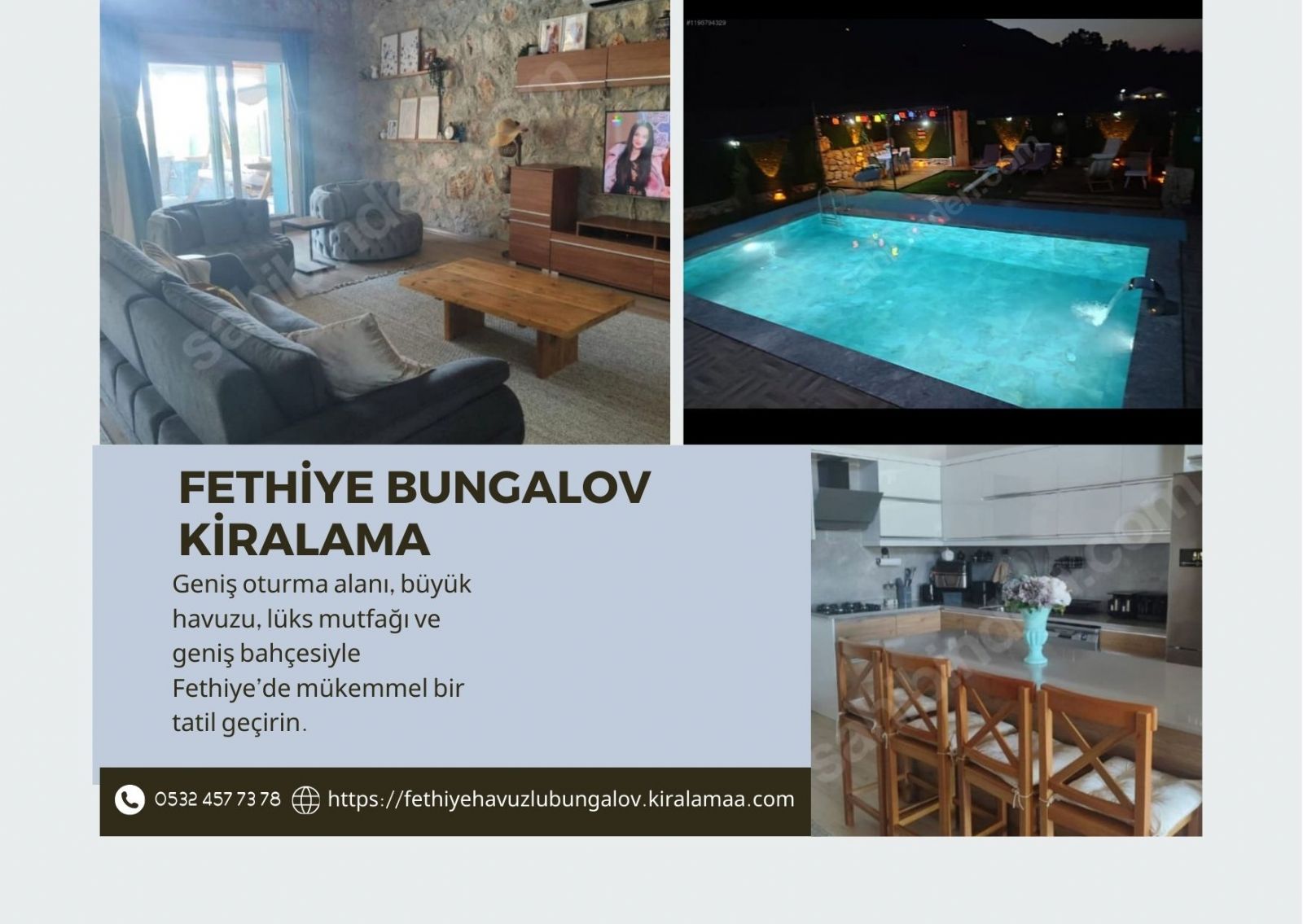 Fethiye Havuzlu Bungalov Kiralama