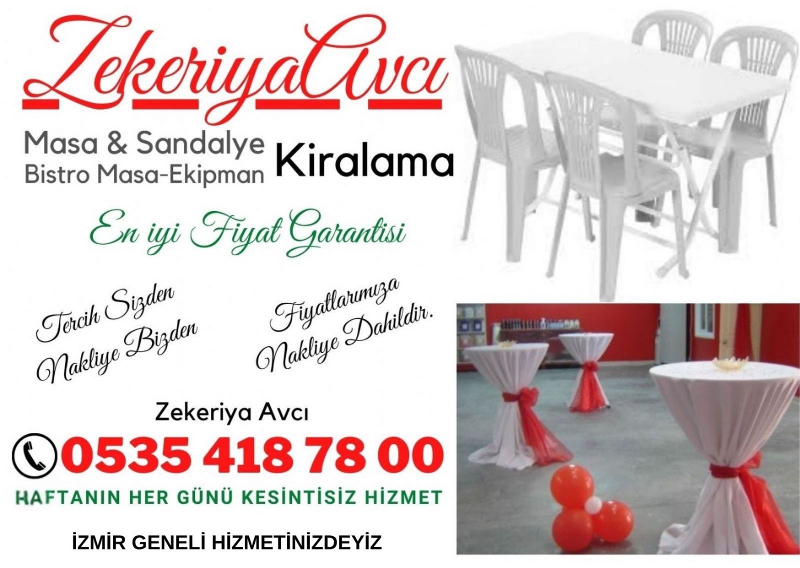 Çiğli Masa Sandalye Kiralama